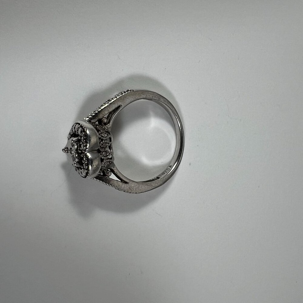 Sterling Silver 925 Heart Ring With Cubic Zirconia Accents Womens Size 7 - Picture 2 of 3